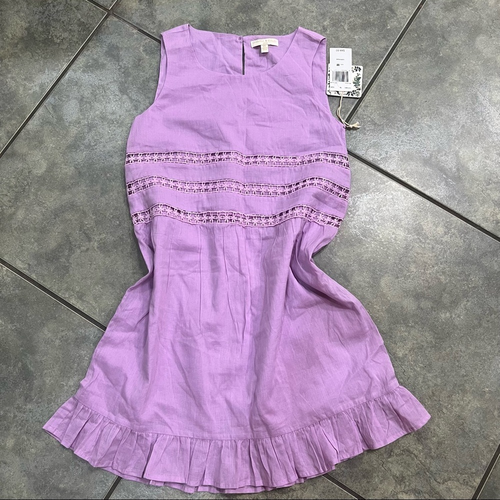 Chelsea & Violet Girls Juniors Lavender Floral Cotton Dress Sz M Fully Lined NWT